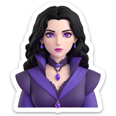 Yennefer from Witcher with black hair and purple eyes sticker