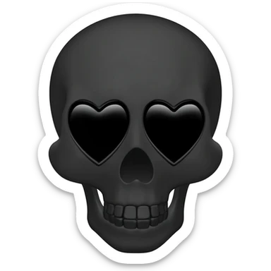 Black hearted eyes skull black face sticker