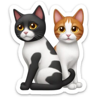 two cats, one black and white, one red hair sticker
