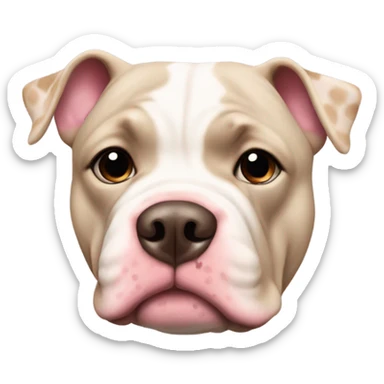 Beige american bully merle with pink nose with brown dots sticker