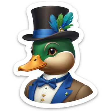 Create a mallard which has a hat and a monocle
 sticker