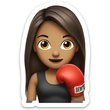 Beautiful long hair brunette with boxing gloves  sticker