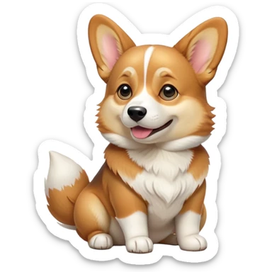 cinematic-[corgi dog]-realistic-full-body-sitting-emoji,-tail-resting-loosely-beside-its-paws,-head-tilted-dramatically,-sleek-[corgi]-fur,-simplified-yet-realistic-focused-features,-highly-detailed,-glowing-with-an-almost-sarcastic-glow sticker