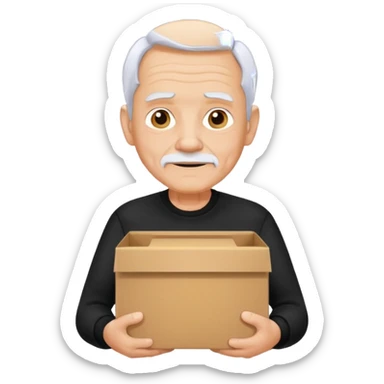 box carrier old man with black shirt sticker