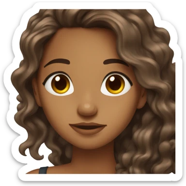 Warm olive toned skin with long brown wavy hair and dark brown eyes sticker