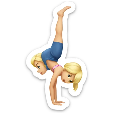A blond girl who is doing a handstand sticker