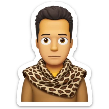 a simpson guy wearing ancient animal skin cloth, half body, icon sticker