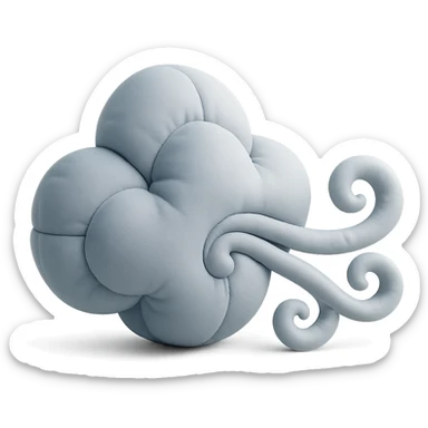 windy cloud with swirling wind lines, soft plush cushion style sticker