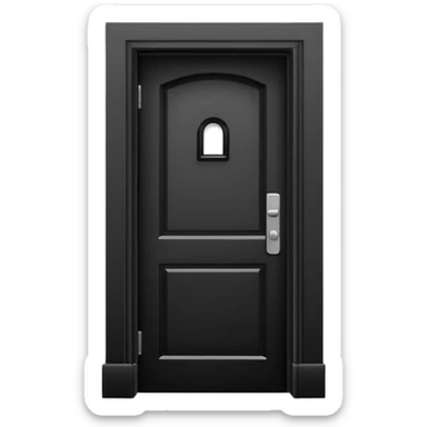 Minimalist emoji-style sticker of a closed door with a long shadow visible under the gap. Black and white, strong silhouette style.
 sticker