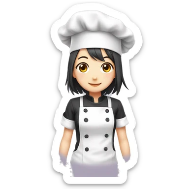 anime girl wear chef's hat sticker