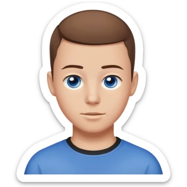 teenage male with buzz cut, brown hair, white, and blue eyes  sticker