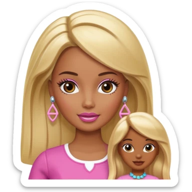 Brown skin blonde hair Barbie with Lilly in hair  sticker
