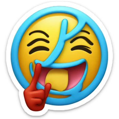 Smiley face with tongue out holding up peace sign sticker