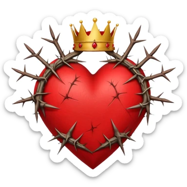 Create heart shape and in the horizontal midway create that crown thonrs like in the Jesus head  sticker