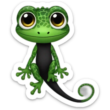Gecko wearing a black dress with a pattern  sticker