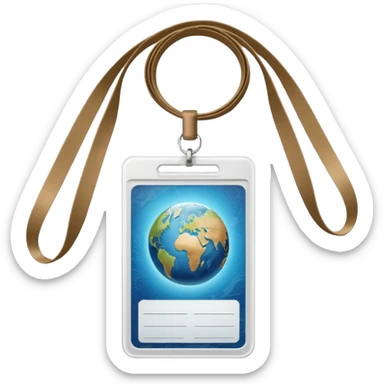 a blank id card with long looped earth tone lanyard sticker