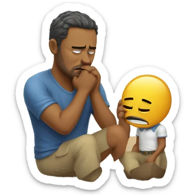 Men who cry trying to fix a broken heart of his wife sticker