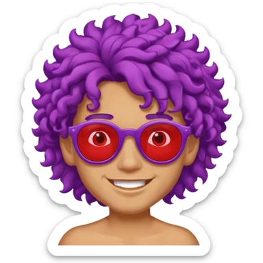 purple haired, curly big haired mexican boy with red sunglassess, vrey cool sticker