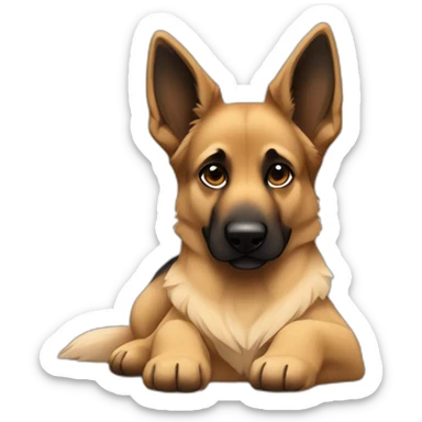 german-shepard-dog laying down with double coat fur and black ears sticker