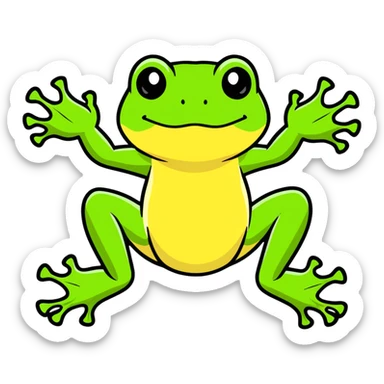 toxic laboratory frog with mechanical limbs sticker
