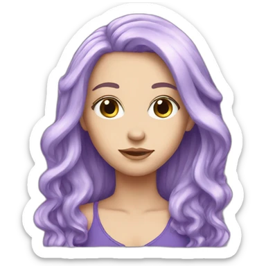 White Girl long purple hair sticker