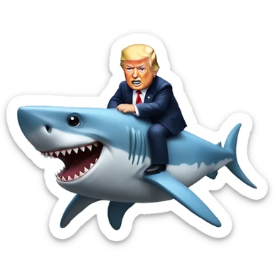 Trump riding shark sticker