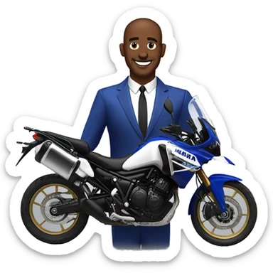bond guy with a blue yamaha super tenere sticker