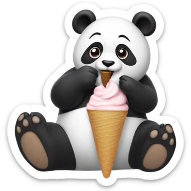 Panda eating ice cream sticker