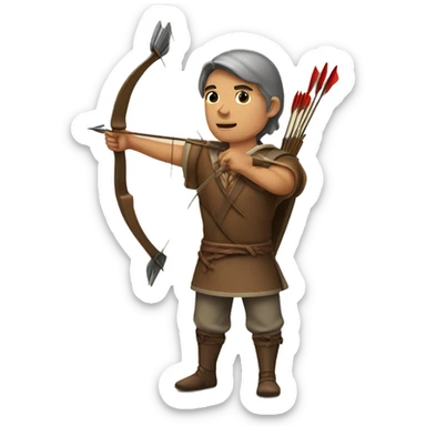 archer droping his arrows from his quilver
 sticker