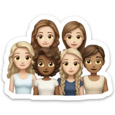 One white brother brown hair and five white sisters brown hair sticker