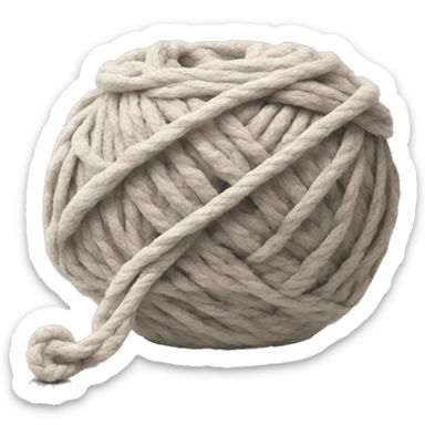 Ball of t shirt yarn with a hook next to it neutral colors  sticker