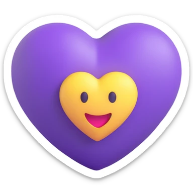 a violet purple heart, 3D emoji style sticker