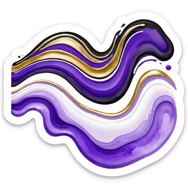 Black, white, gold, purple, abstract Watercolor paintings sticker