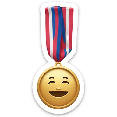 A gold medal that says “worlds okayest” sticker