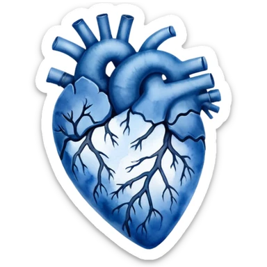 minimalist watercolor heart icon, monochromatic blue washes, soft bleeding edges, on textured white paper, anatomically inspired shape, serene and emotional, perfect for app icon, transparent background, flat lay --style raw --stylize 150 sticker