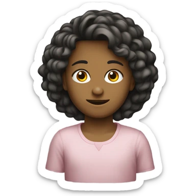 Haz un emoji de dos primas una mayor con pelo oscuro y rizado y la otra pequeña con el pelo más claro y liso sticker