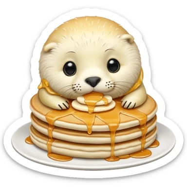 White seal eating pancakes sticker