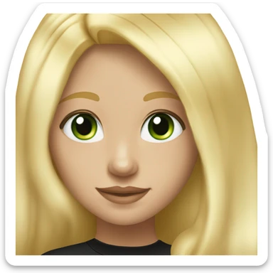 pretty long blonde girl slanted green eyes gold jewlery light skin black shirt sticker