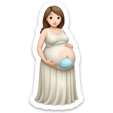 heavily pregnant woman with extremely huge overdue belly sticker