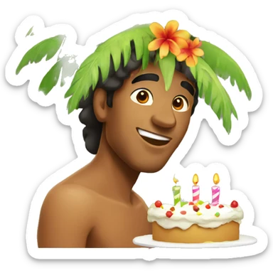 Tahitian man celebrating his birthday  sticker