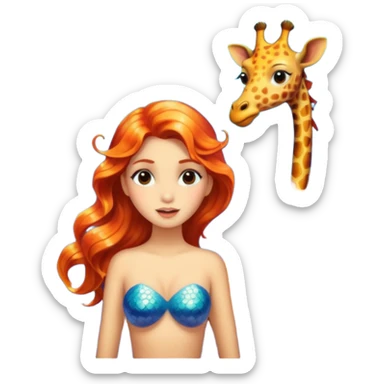a mermaid with the face of girraf sticker