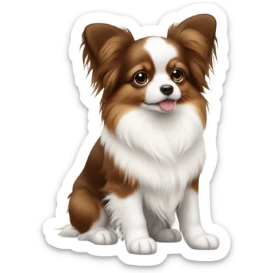 Cute papillon puppy brown and white phalene sticker