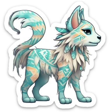 cute Kawaii edgy ethereal shy epic tribal fantasy animal fursona Fionbri creature by griffsnuff & LiLaiRa & Falvie with exotic colors with intricate patterns full body sticker