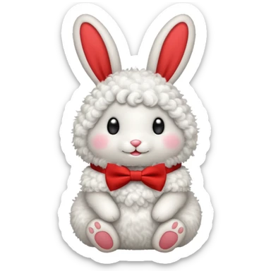 curly bunny with red bowtie sticker
