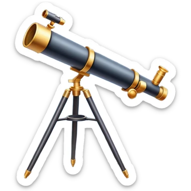An icon featuring a telescope, stars, and a planet, symbolizing astronomy. The design includes a crescent moon, distant galaxies, and constellations, representing the study of space and celestial bodies. Transparent background highlights the exploration of the universe and cosmic phenomena. sticker