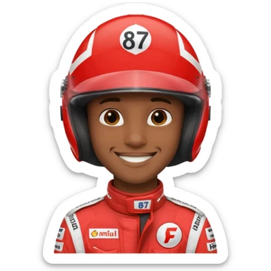 Emoji wearing red f1 helmet saying 8 7 sticker