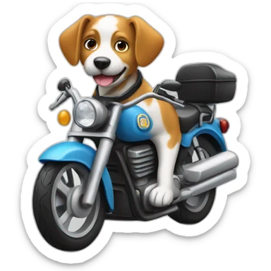 Un chien sur une moto sticker