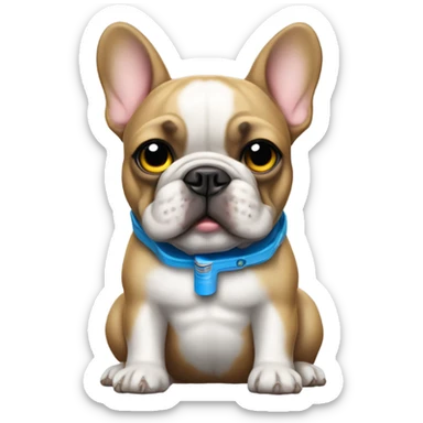 brawn french bulldog holding  a water pistol sticker