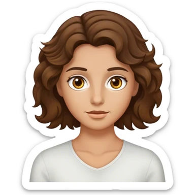 Brunette wavy hair slight tan skin hazel eyes  sticker