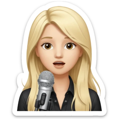 Singer Young woman – long blonde hair, around 20s,  singing into mic sticker
